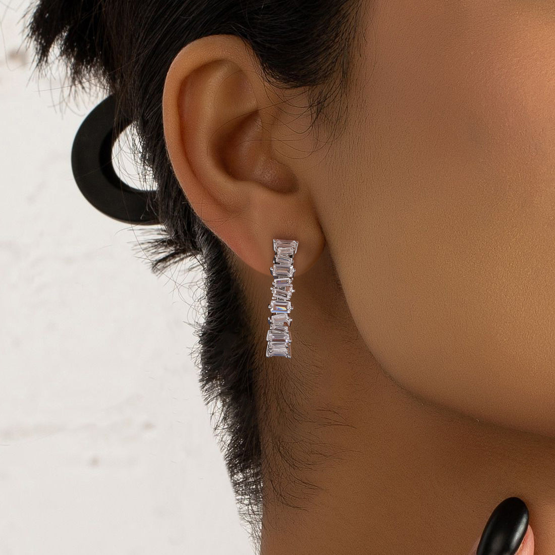 hoop earrings, moissanite earrings, sterling silver earrings, statement earrings, chunky earrings