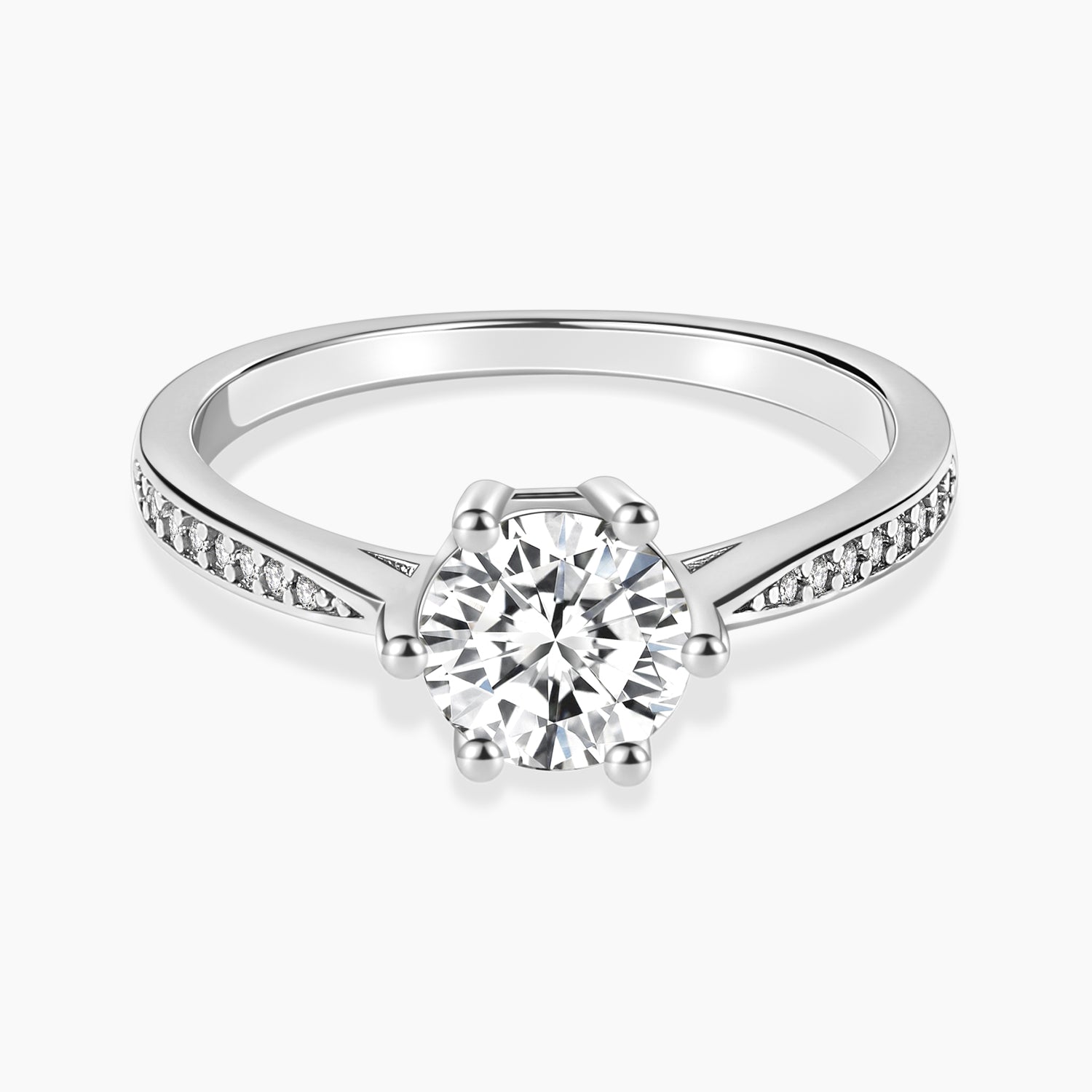 1CT Classic Round Cut Moissanite Ring for Women