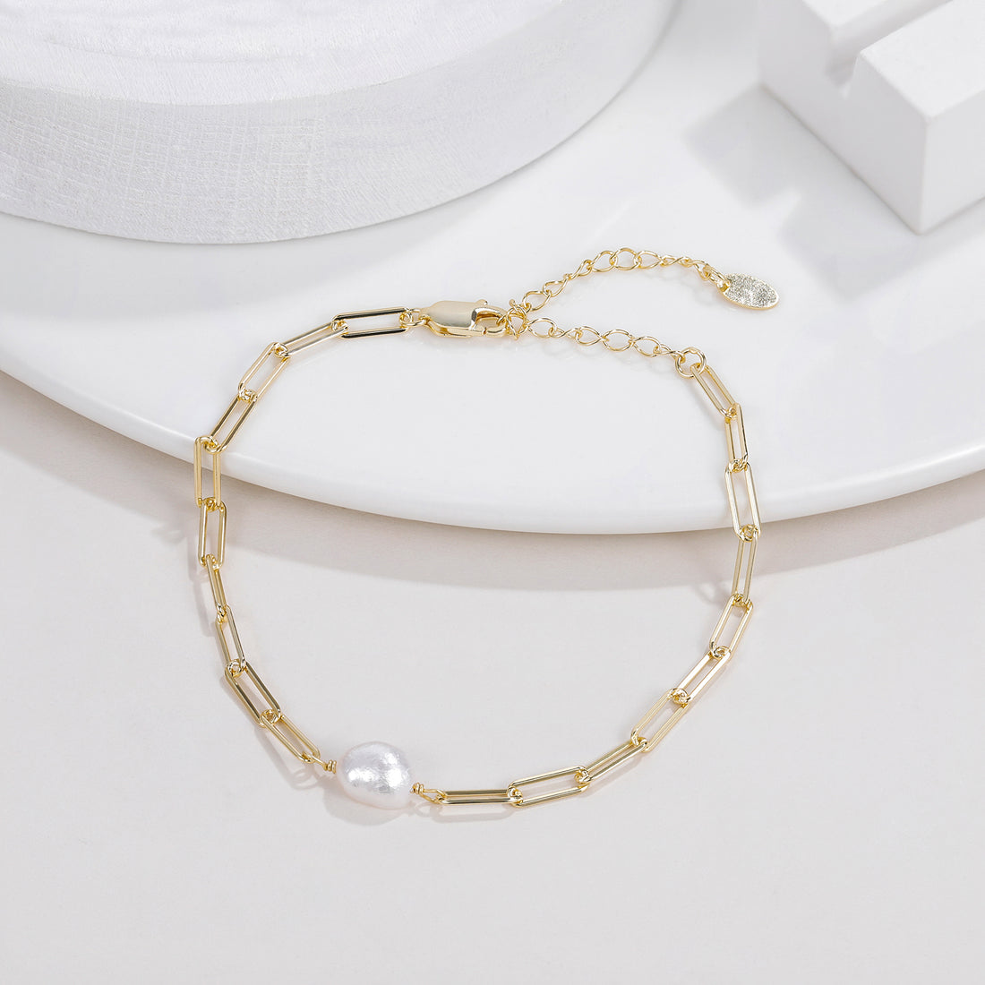 link bracelet, pearl bracelet, mom bracelet