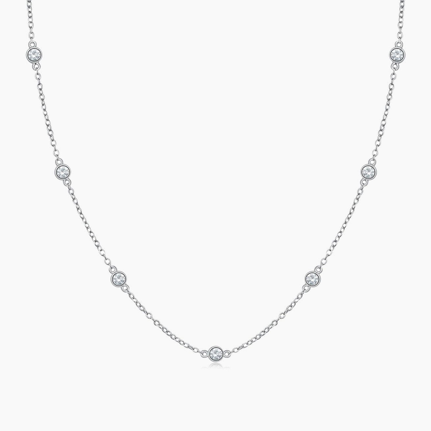 Multi Station Round CZ Necklace