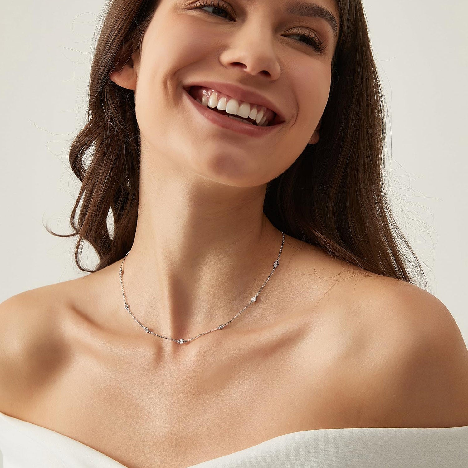 Multi Station Round CZ Necklace
