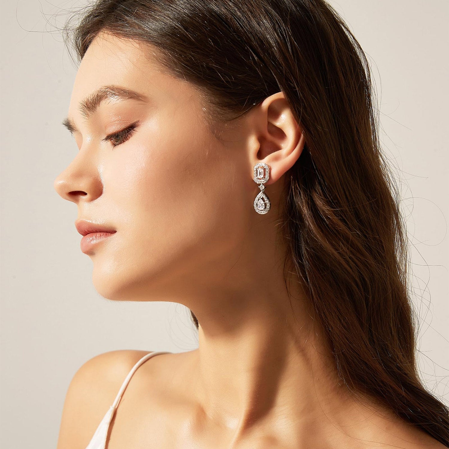 teardrop, bridal earrings, wedding earrings, long earrings, cubic zirconia usa