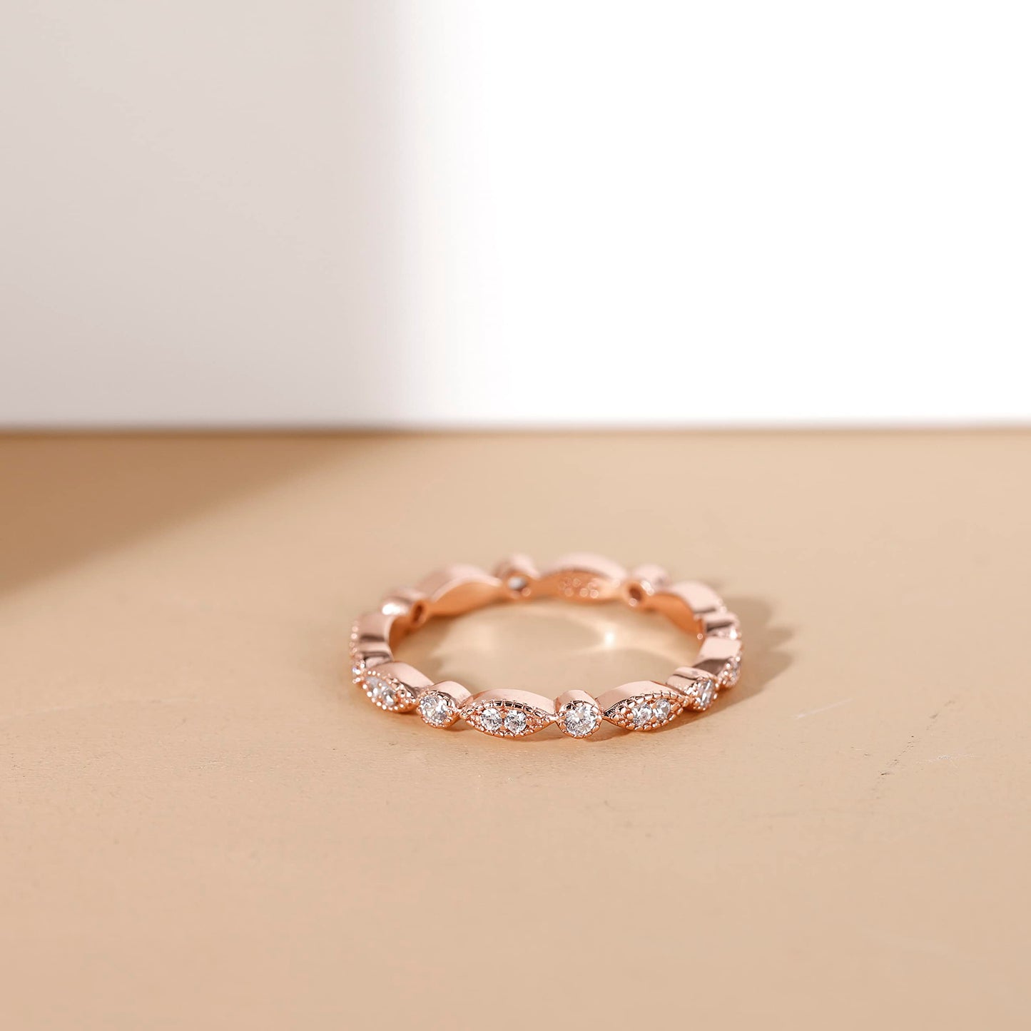 Marquise Round Milgrain Stackable Ring