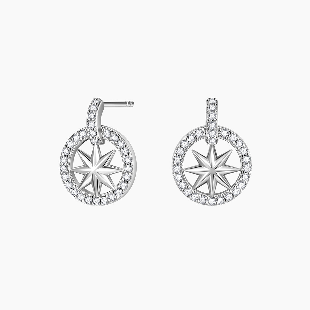 eight-pointed earrings stud, s925 earrings for women, star earring studs, lucky star earrings