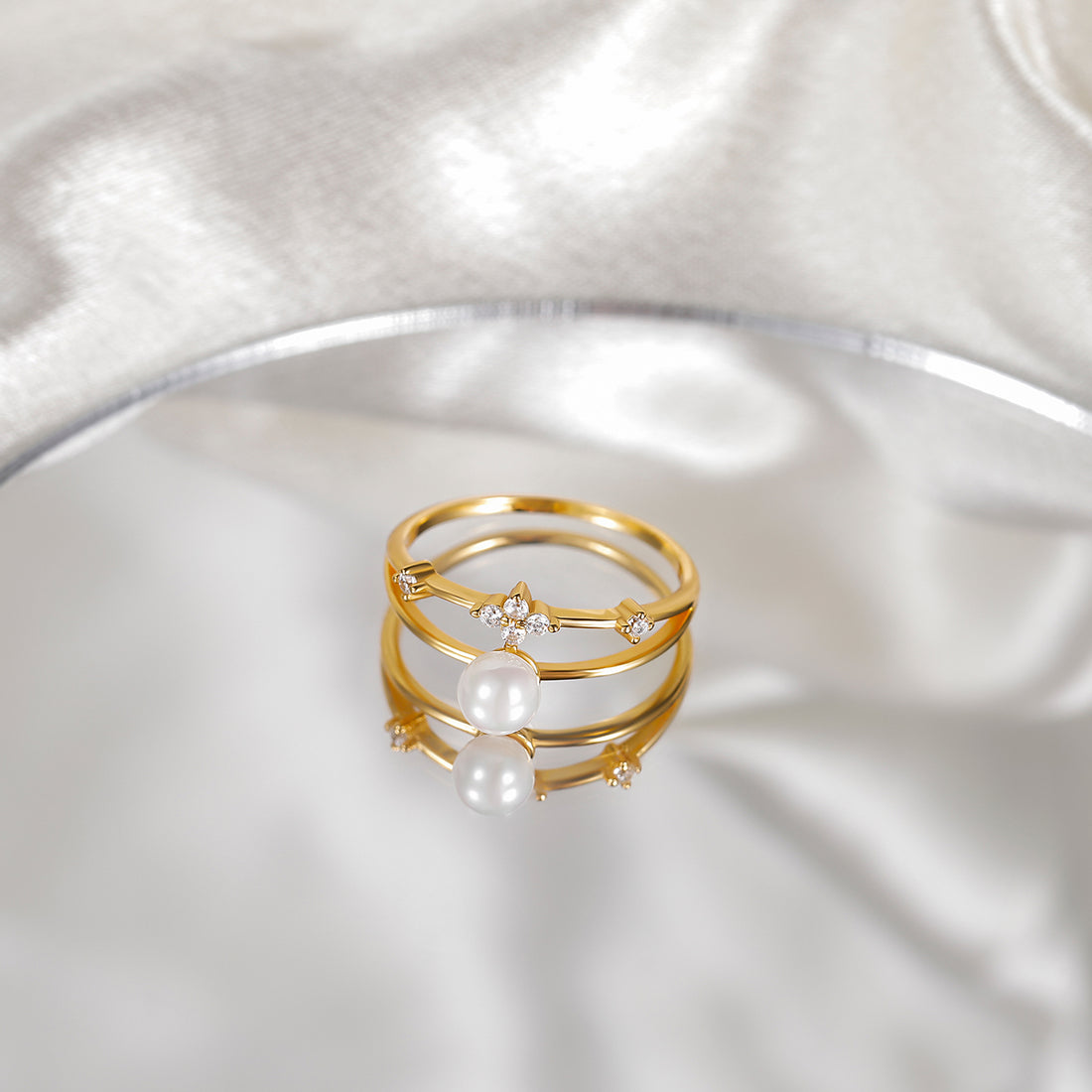 S925 Dual Layered Freshwater Pearl Ring