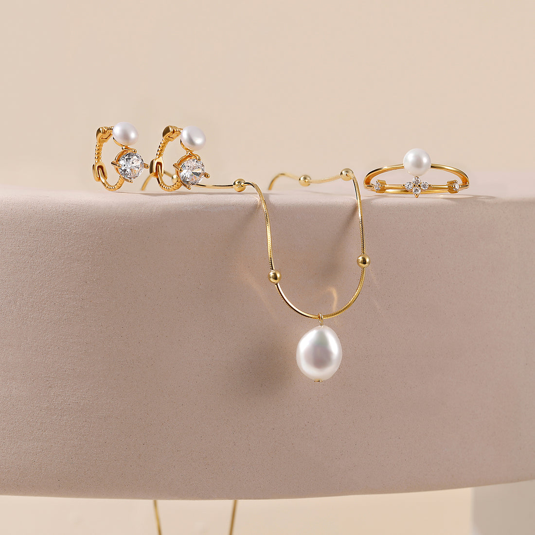 S925 Dual Layered Freshwater Pearl Ring