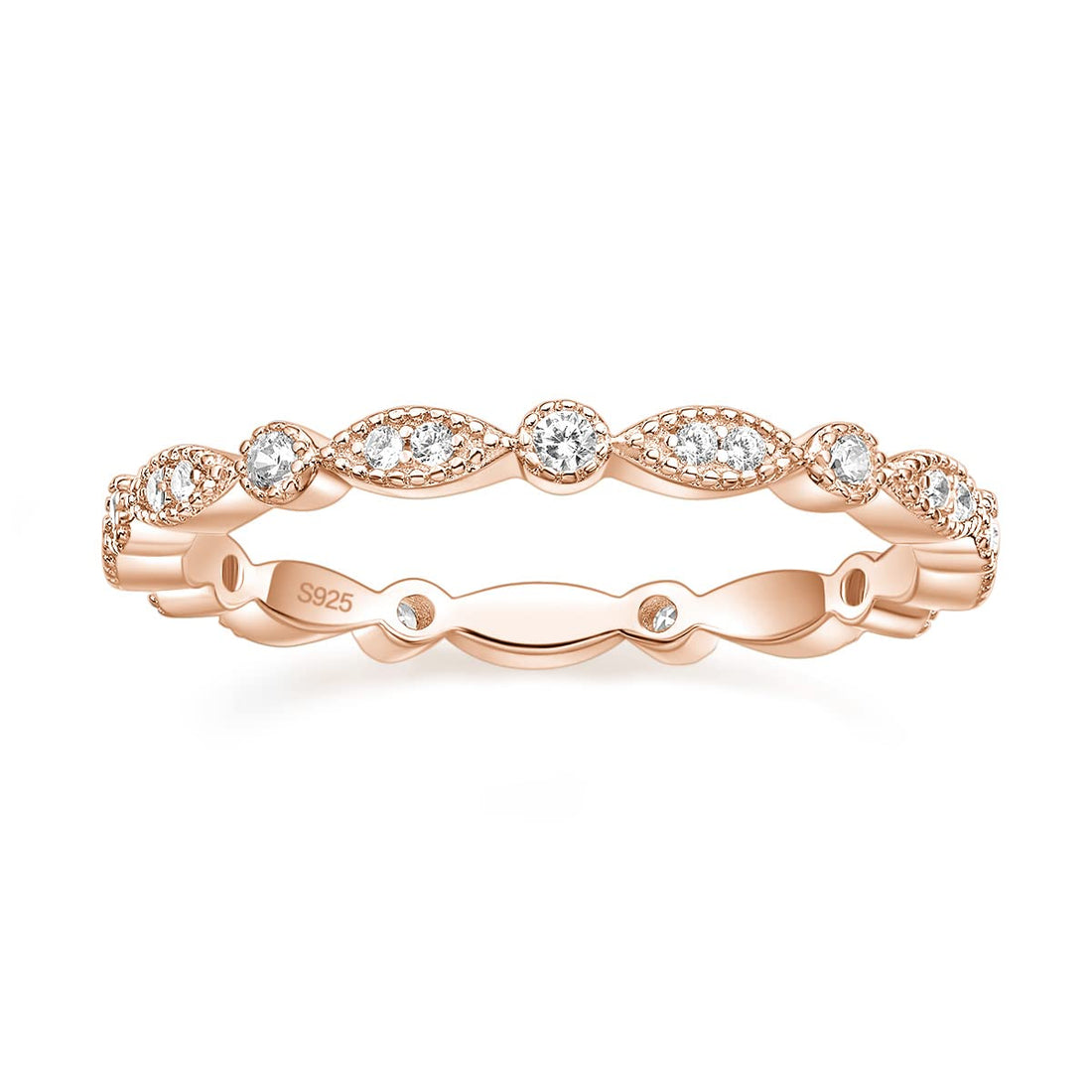 Marquise Round Milgrain Stackable Ring