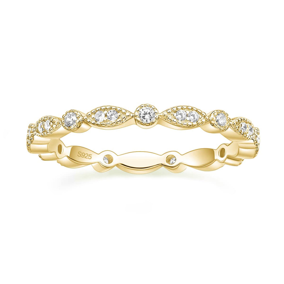 Marquise Round Milgrain Stackable Ring