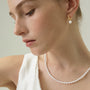 Shimmering 14K Gold Plated Huggie Hoop Round Pearl Drop Earring, freshwater pearl earrings for women,  s925 post earrings for women, pearl drop earrings, 14k gold plated pearl earrings, eamti earrings, eamti pearl earrings, eamti jewelry