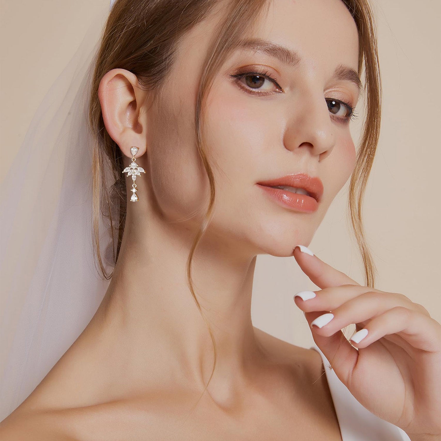 bridal earrings, statement earrings, pear cut, long earrings, cheap earrings
