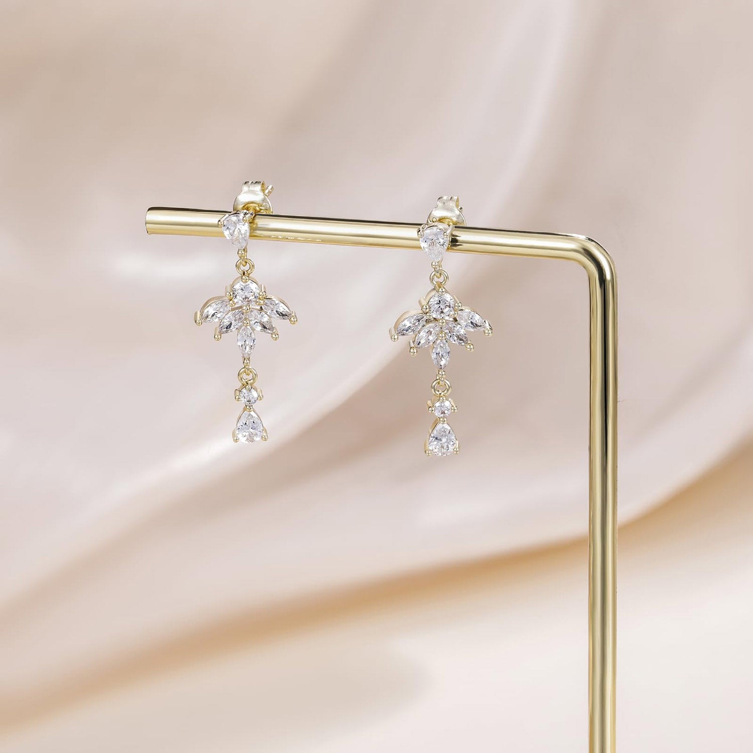 bridal earrings, statement earrings, pear cut, long earrings, cheap earrings
