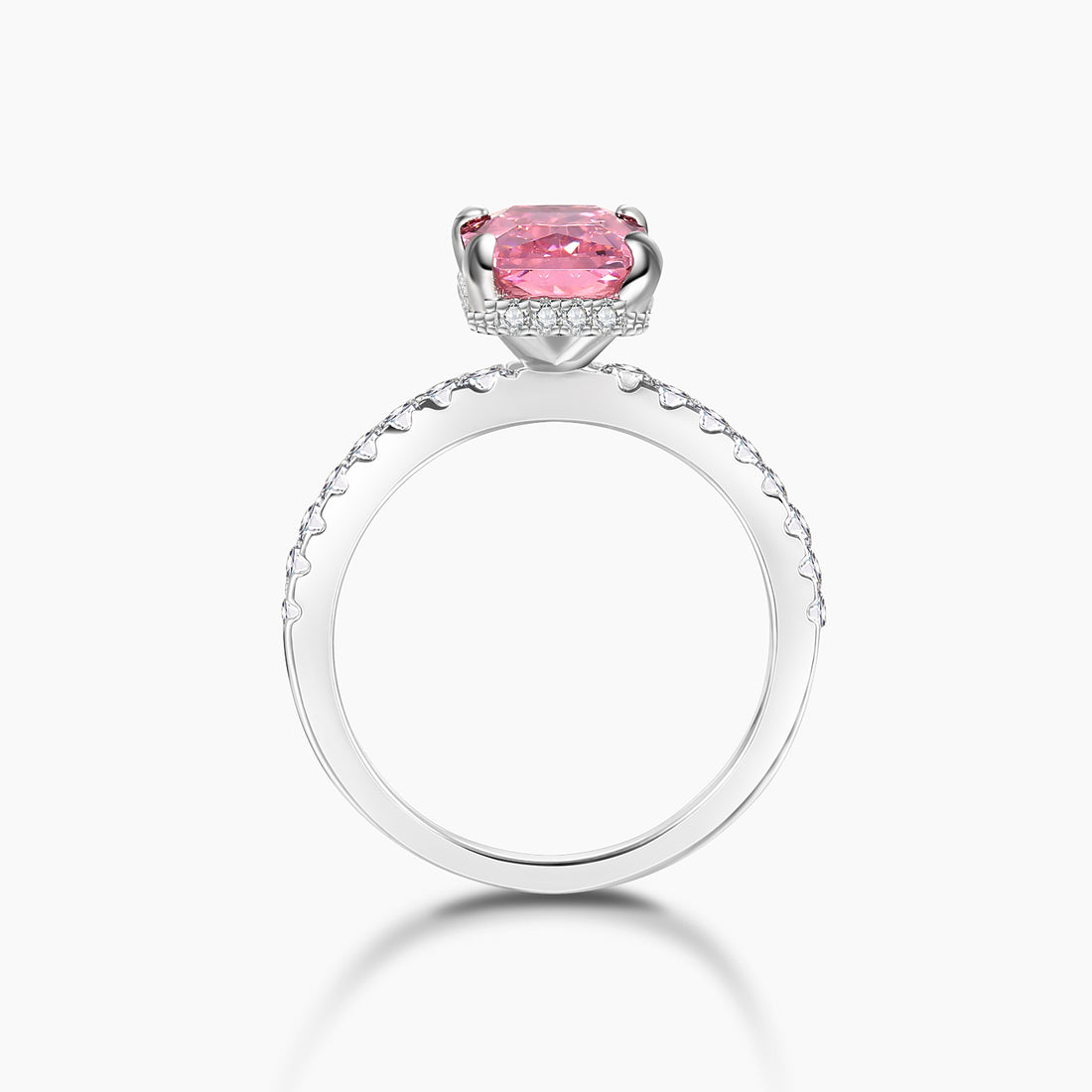 3CT 925 Sterling Silver Radiant Pink Cubic Zirconia Ring