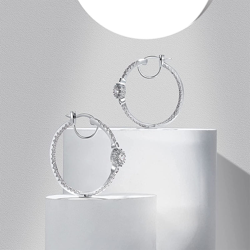 Sterling Silver Cubic Zirconia Hoop Earrings