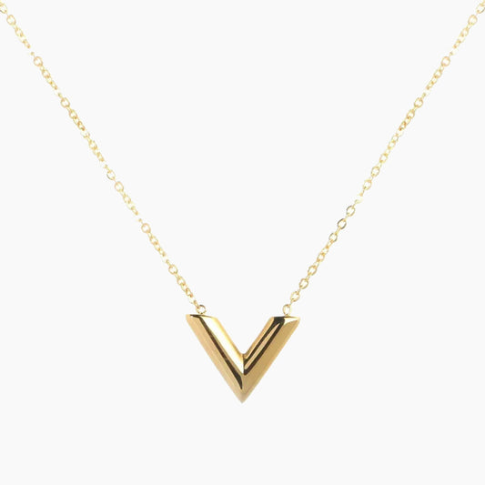 18K gold plated simple niche light luxury V letter necklace