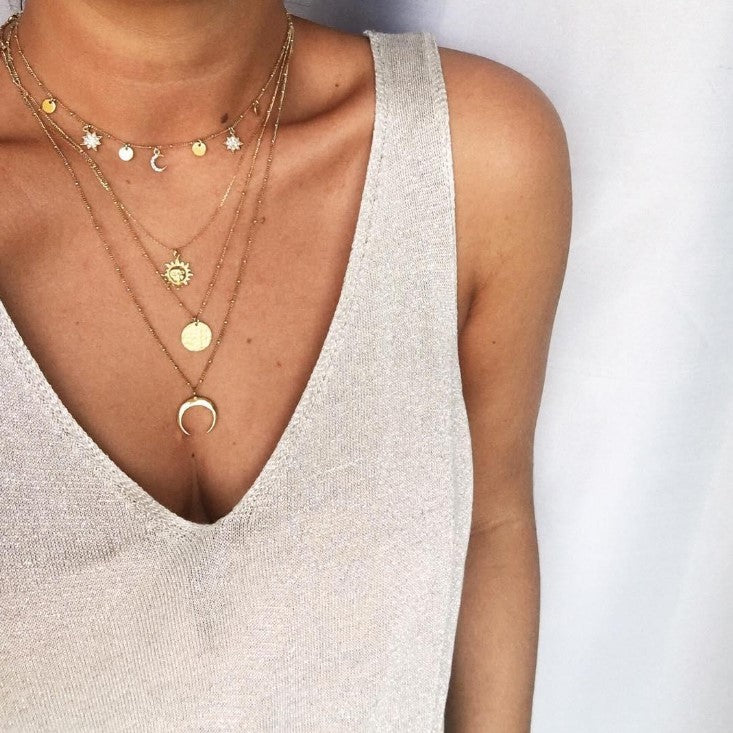 Gold Choker Layered Necklace