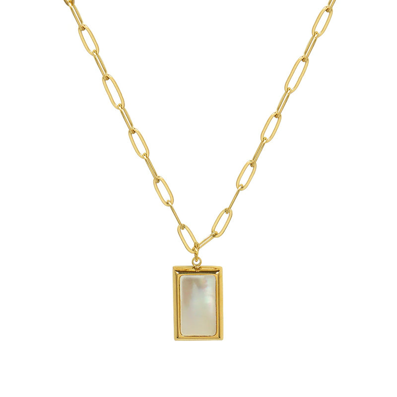 White Sea Shell Square Necklace