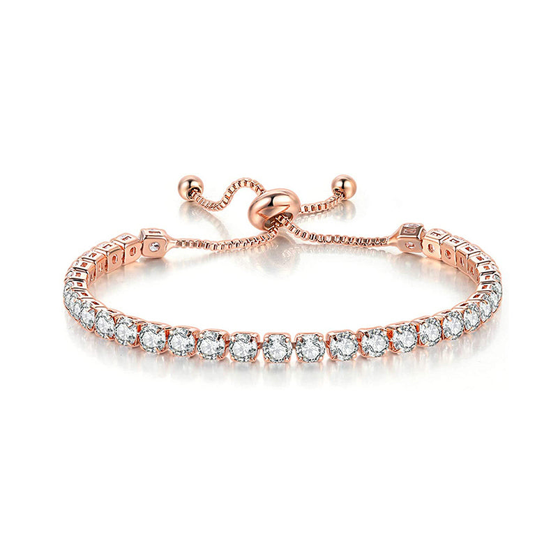 rose gold tennis bracelet; green cubic zirconia bracelet; Eamti;