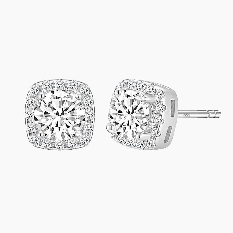 Princess Cut Square Cubic Zirconia Stud Earrings