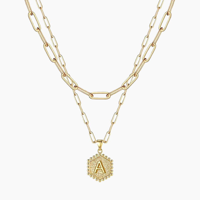 14K Gold Plated Paper Clip Chain Simple and Delicate Layered Initial Necklace