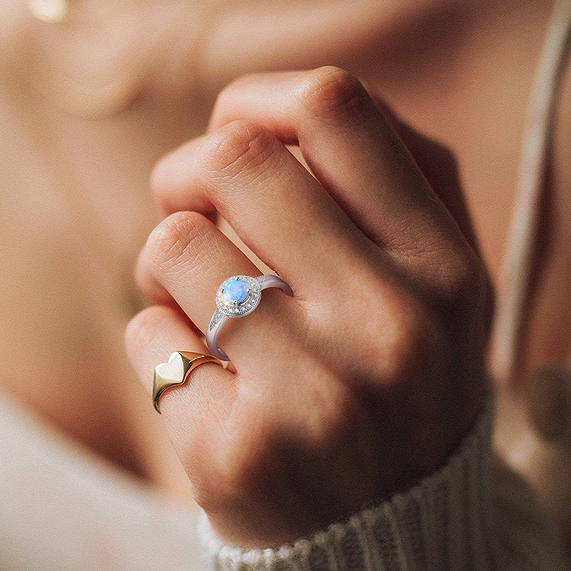 opal women's ring 925 silver ring