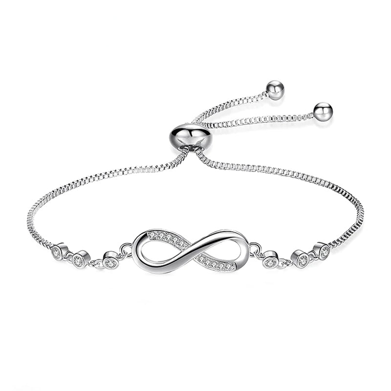 infinity bracelet, cubic zirconia, sterling silver bracelet, bracelet for women