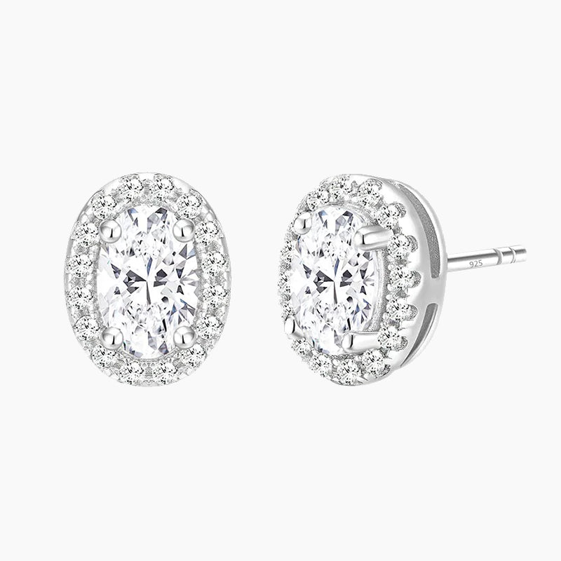 0.5 Carat Oval Sterling Silver Earrings