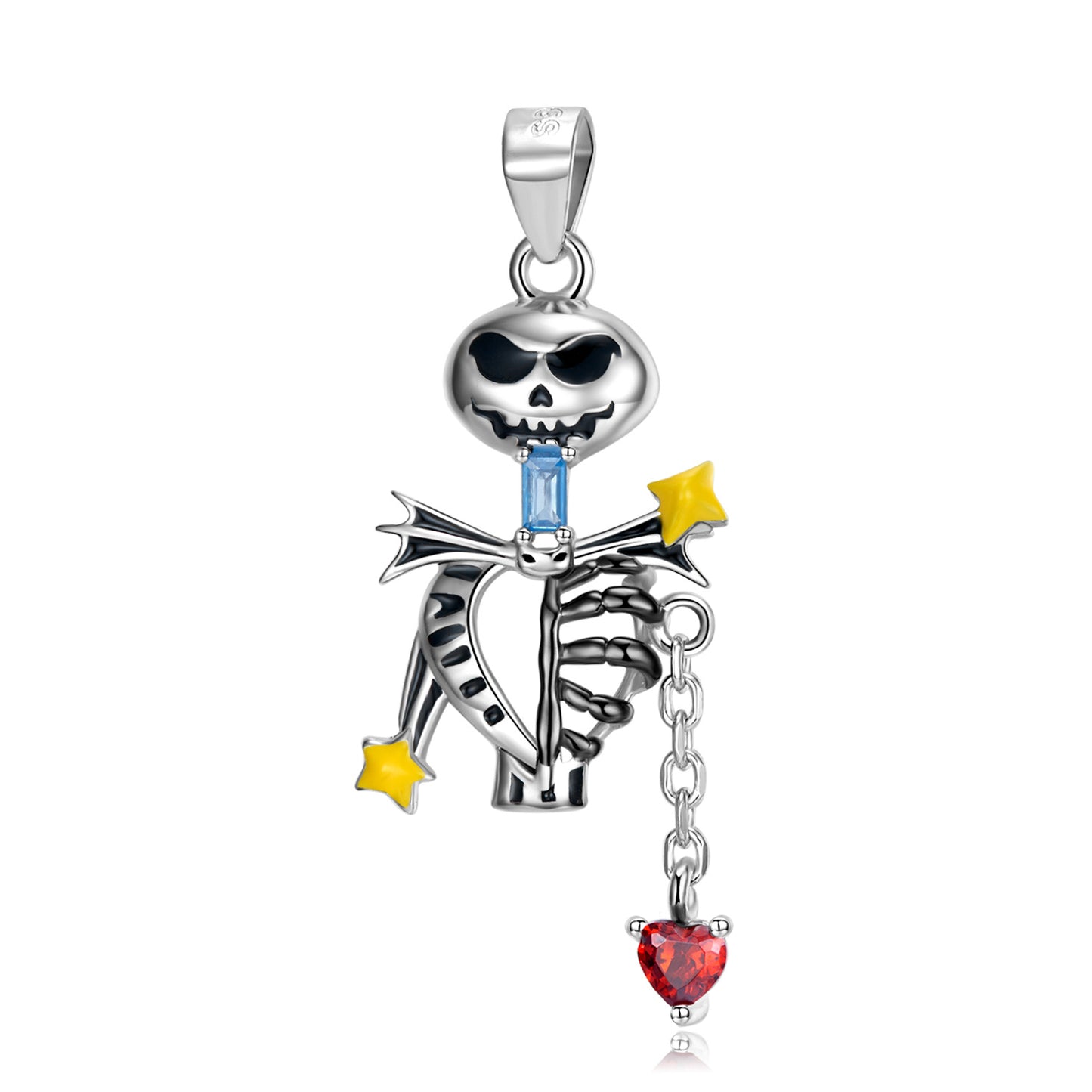 Sterling Silver Halloween Skeleton Pendant Necklace