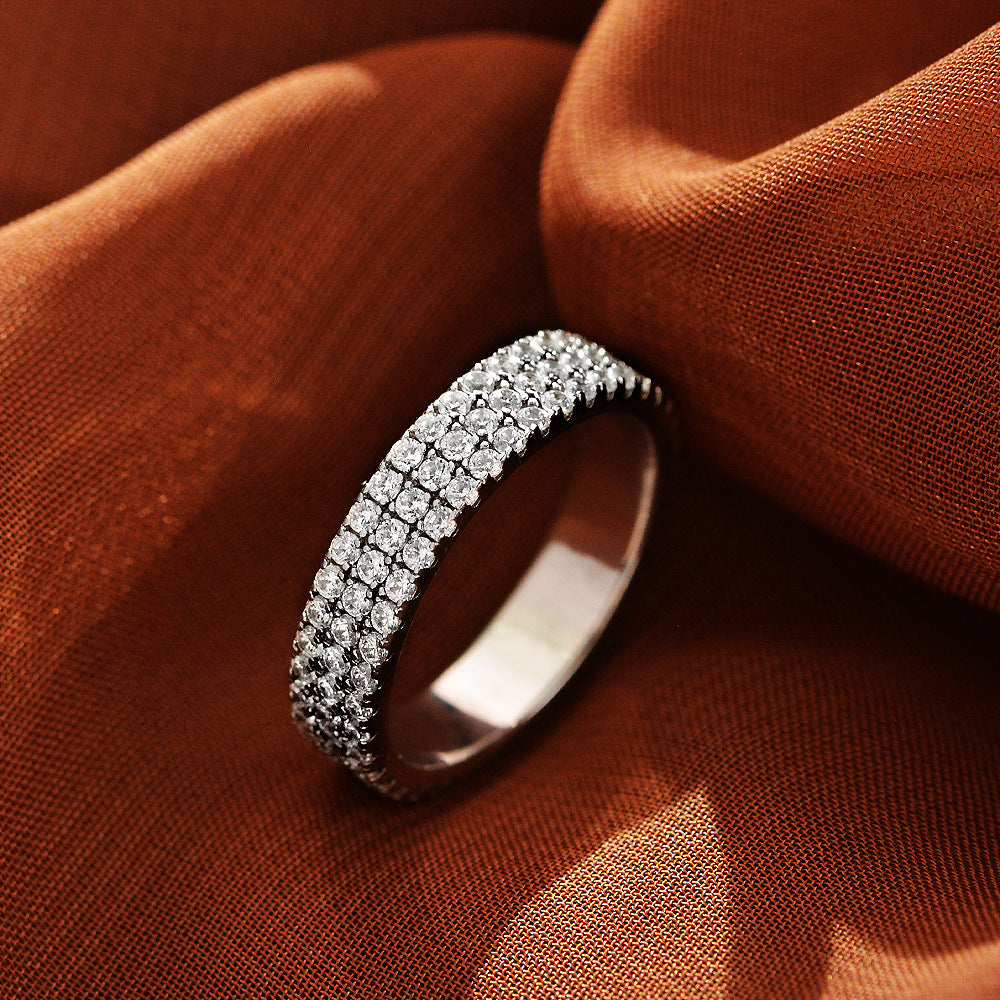 three-row rings; sterling silver rings; Eamti;