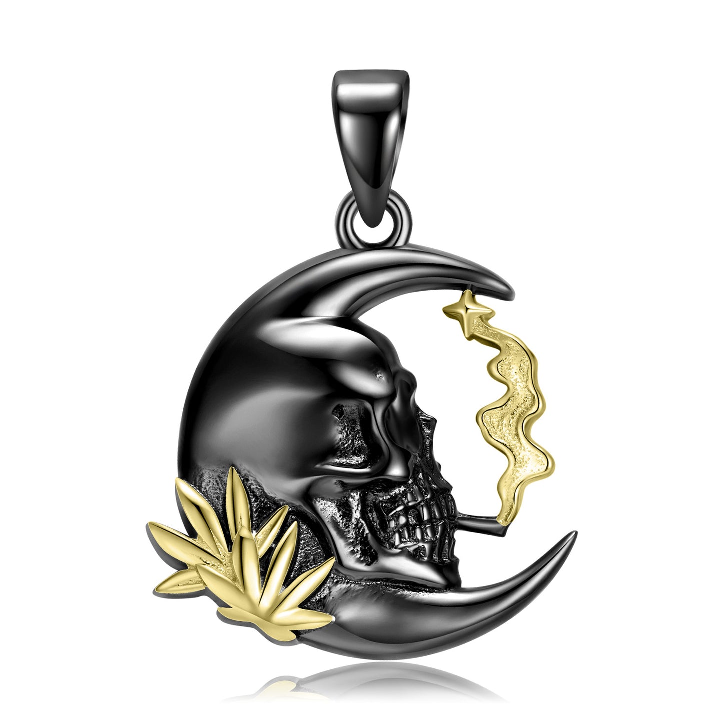 925 Sterling Silver Black Skull Necklace