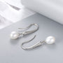 pearl drop earrings, pink pearl earrings, freshwater pearl earrings, pearl bridal earrings, cz stones, silver pearl earrings