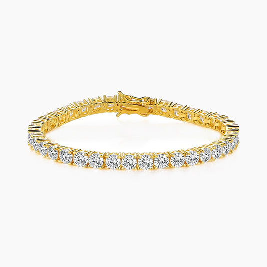18K Yellow Gold Plated 4.0 Round Cubic Zirconia Classic Tennis Bracelet