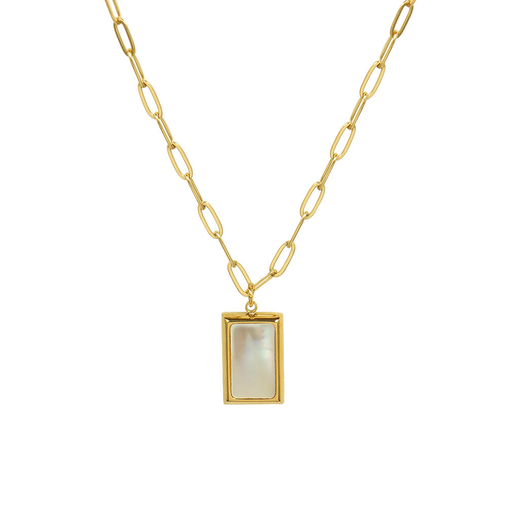 White Sea Shell Square Necklace