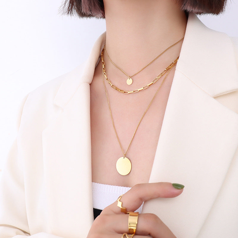 Gold Plated Three Layered Wear Necklace
