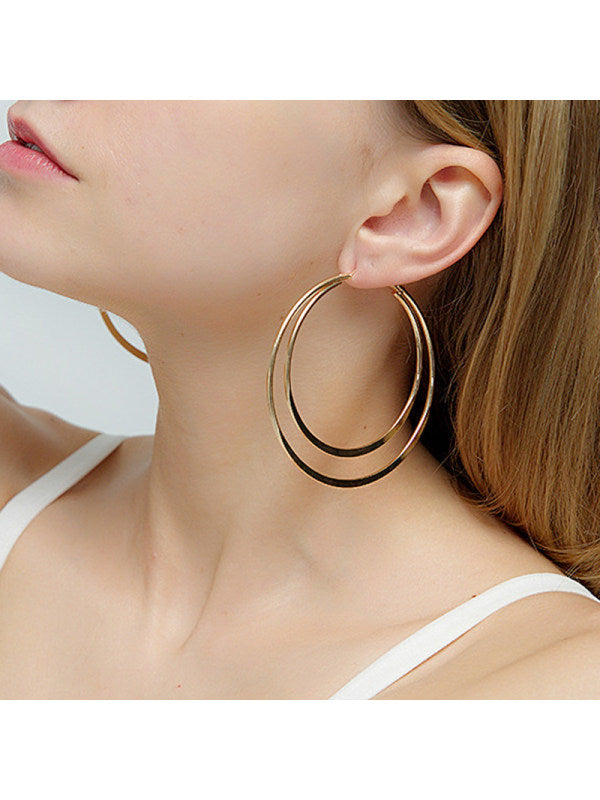 EAMTI Exaggerated geometric double-layer big circle earrings