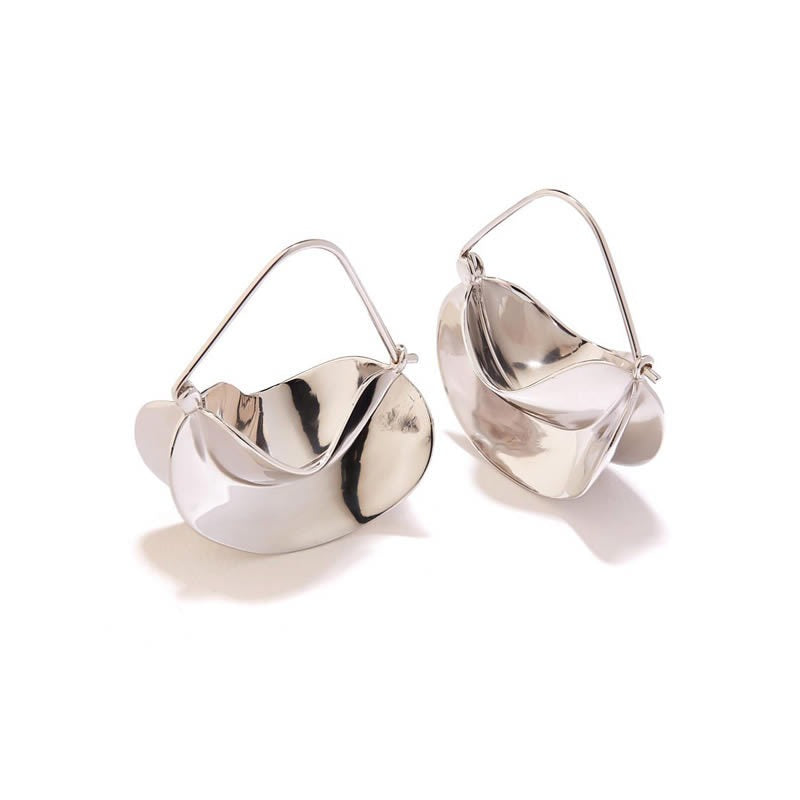 Sterling Silver Irregular Square Stud Earrings