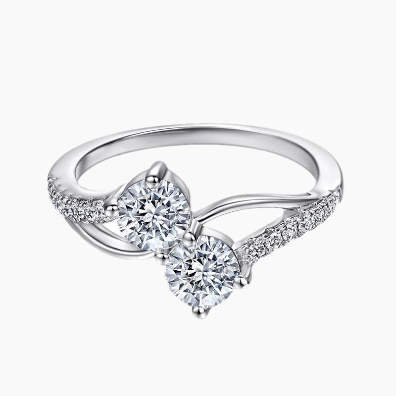 925 sterling silver rings; two gems engagement rings; Eamti;