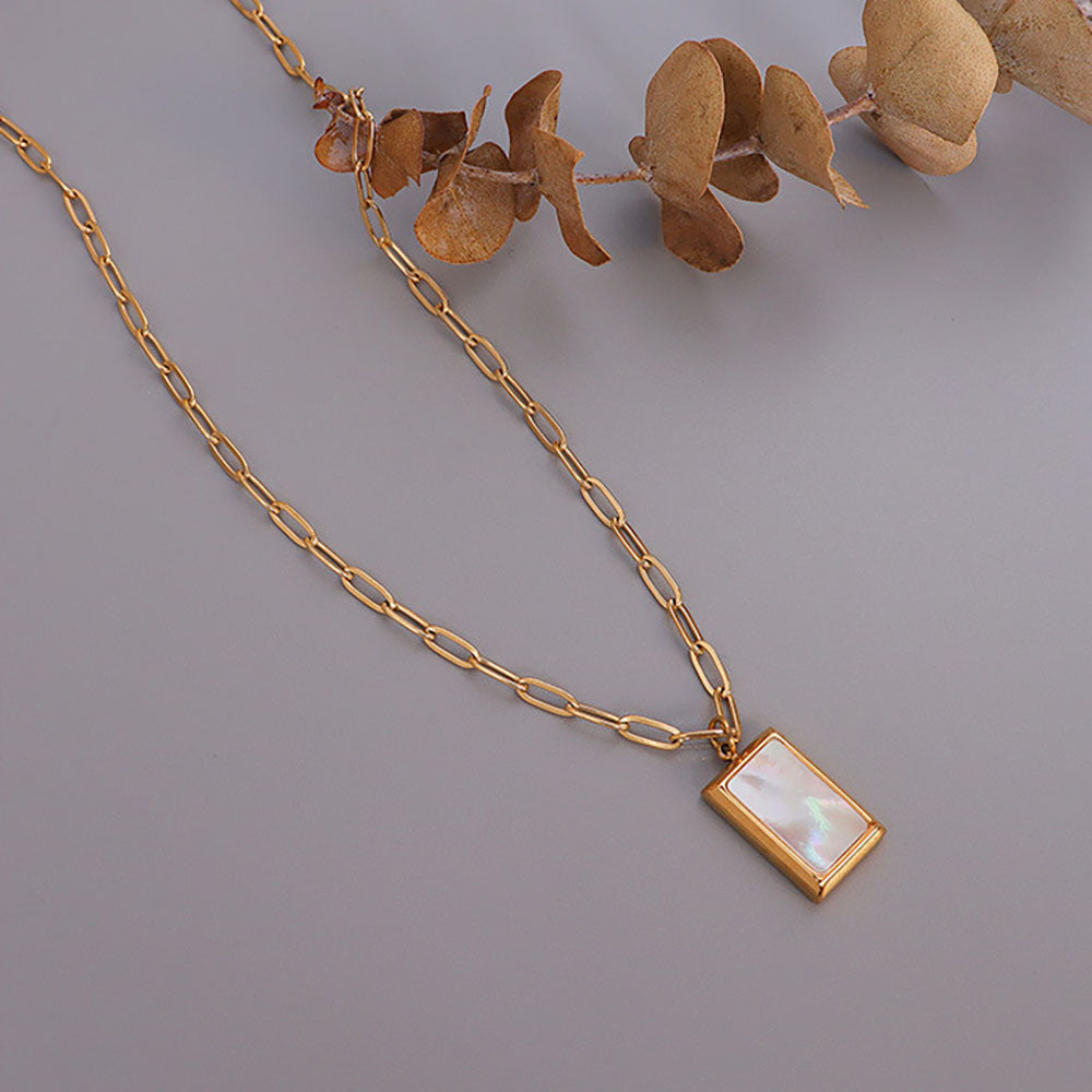 White Sea Shell Square Necklace