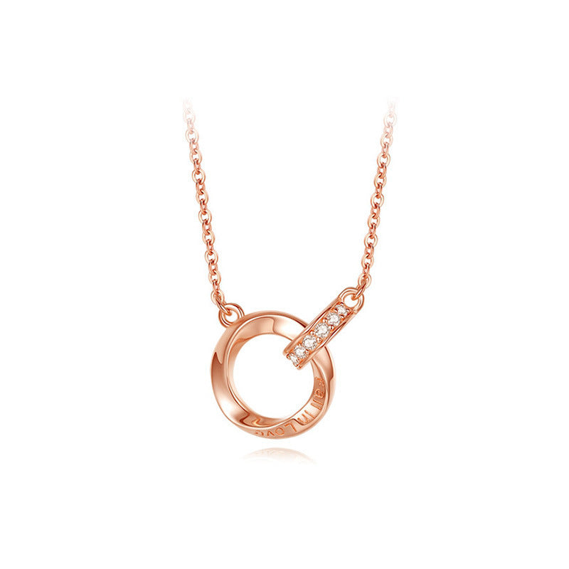 925 Sterling Silver Mobius Double Ring Necklace