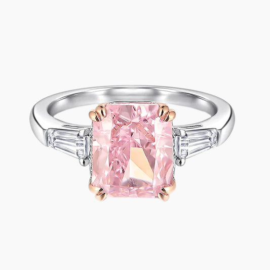 pink baguette rings; sterling silver rings; Eamti;