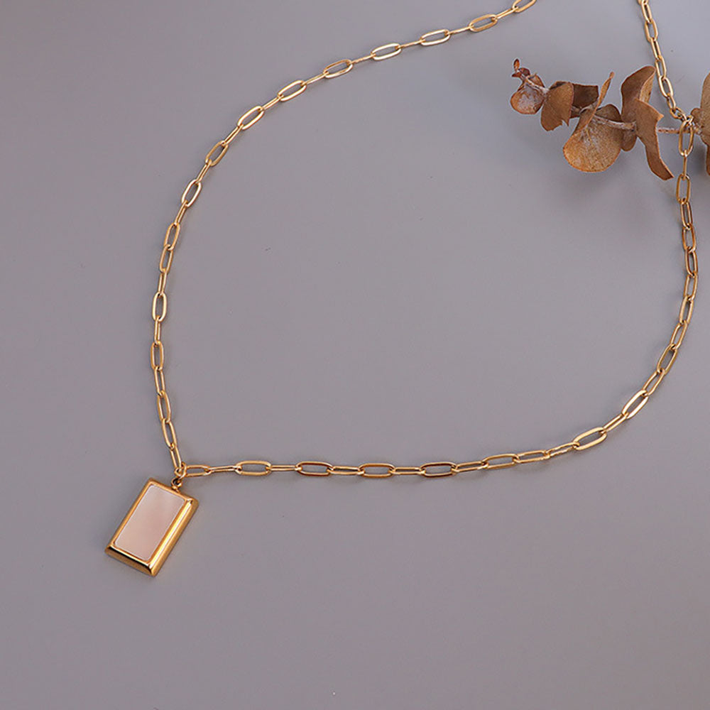White Sea Shell Square Necklace
