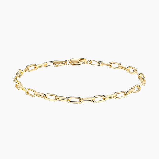 14K Gold Plated Paperclip/Curb/Figaro Chain Adjustable Bracelet