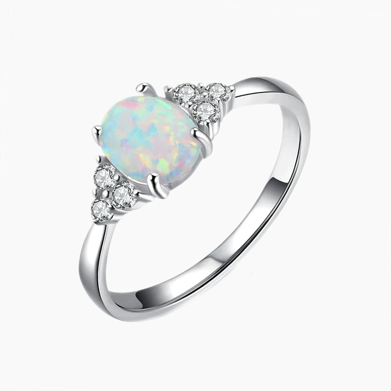 925 Sterling Silver Opal wedding Ring