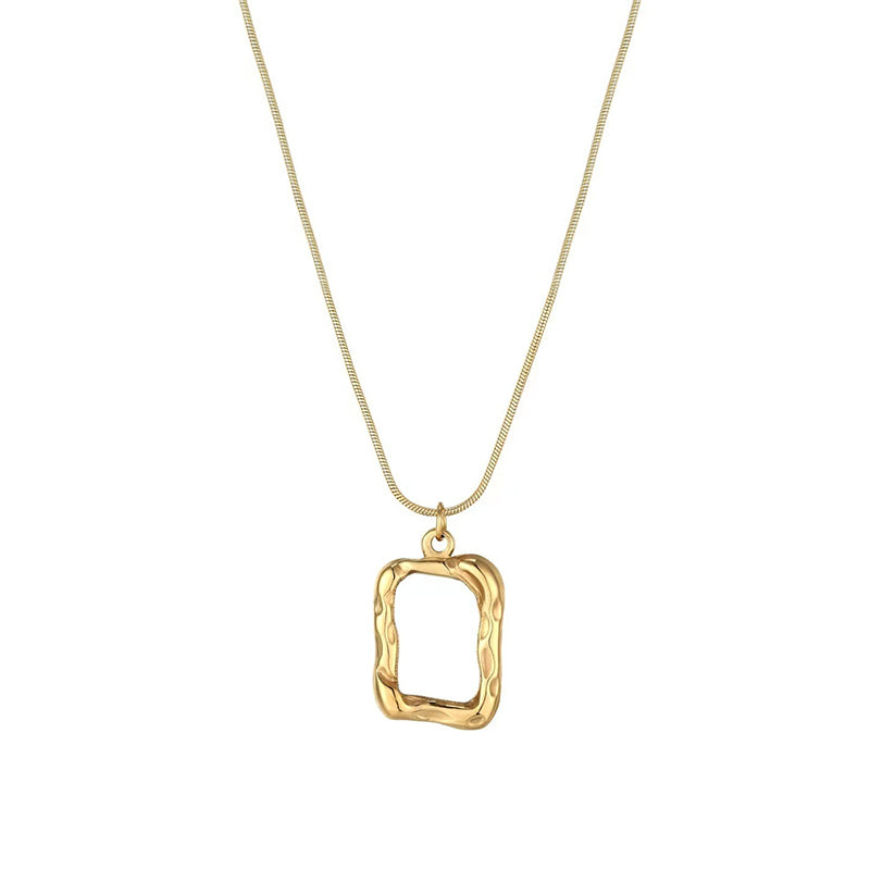 18k Gold-Plated Square Commemorative Necklace