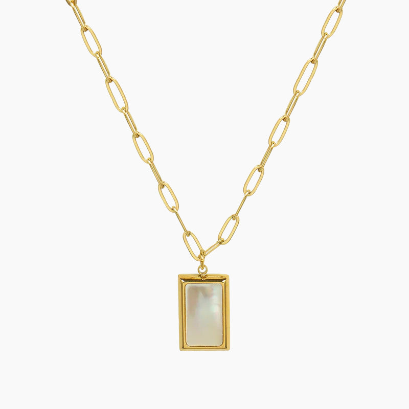 White Sea Shell Square Necklace