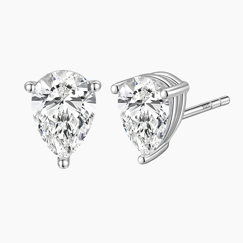 Sterling Silver Pear-shaped Single Gemstone Earrings