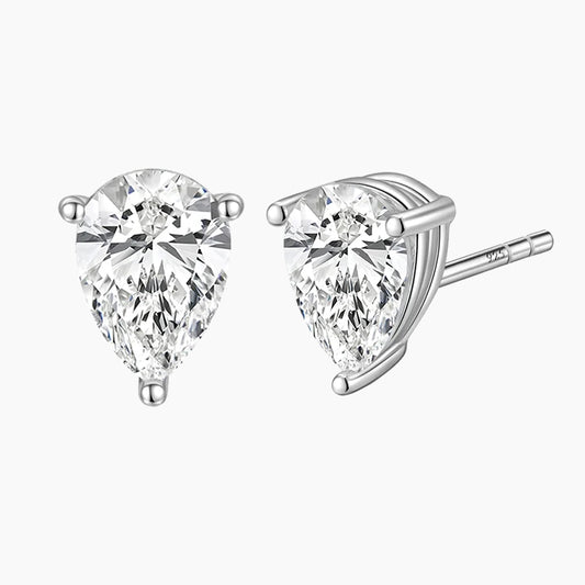 Sterling Silver Pear-shaped Single Gemstone Earrings