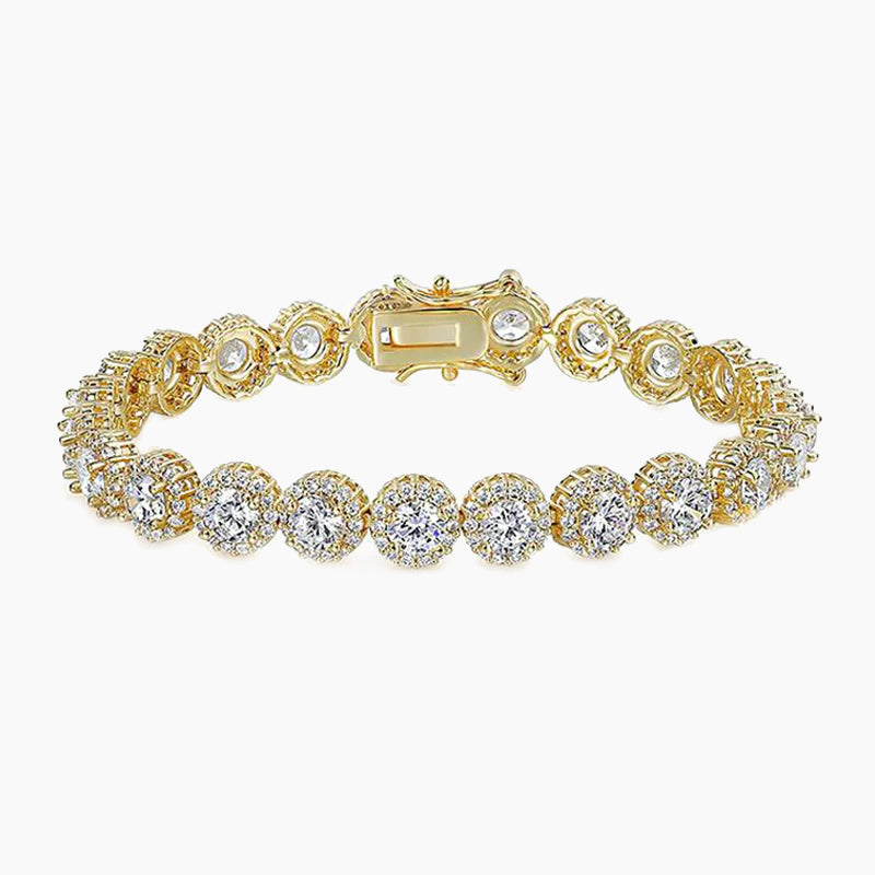 18K Yellow Gold Plated 5mm Round Cubic Zirconia Bracelets