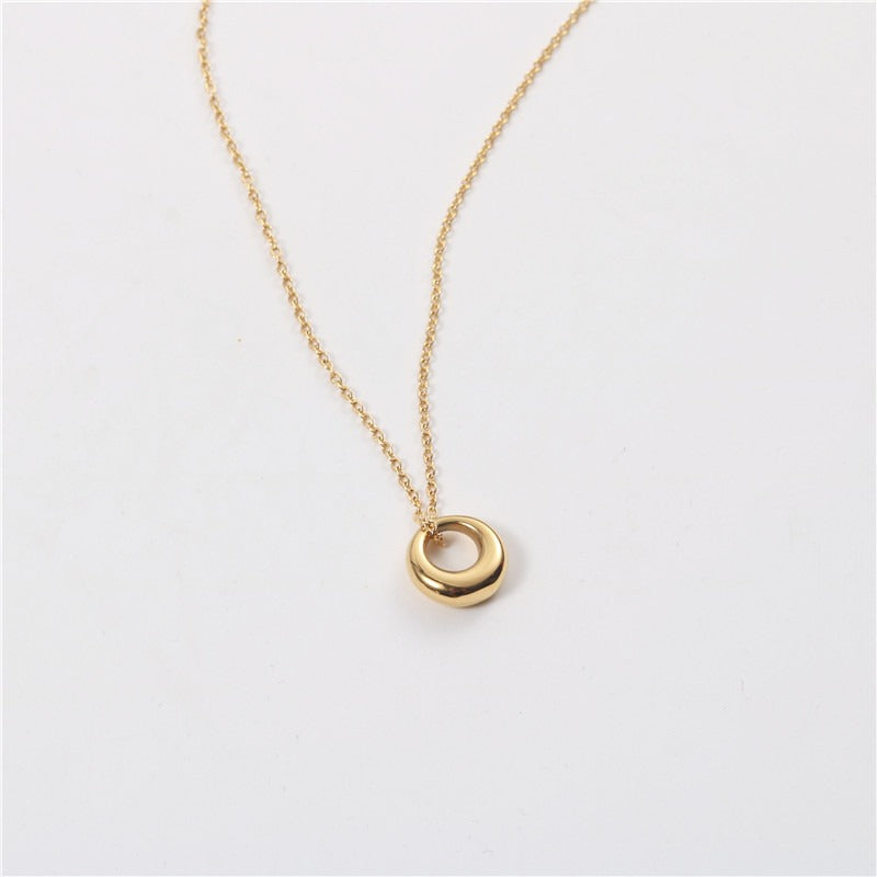 INS 18k gold plated geometric circle necklace