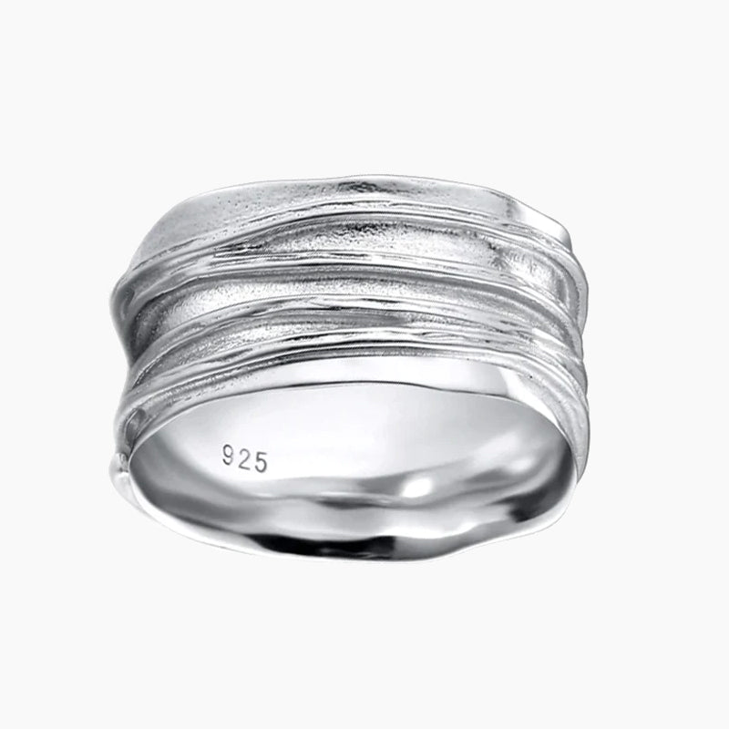 10mm Wide Band Ring 925 Sterling Silver Ripple Thumb Ring