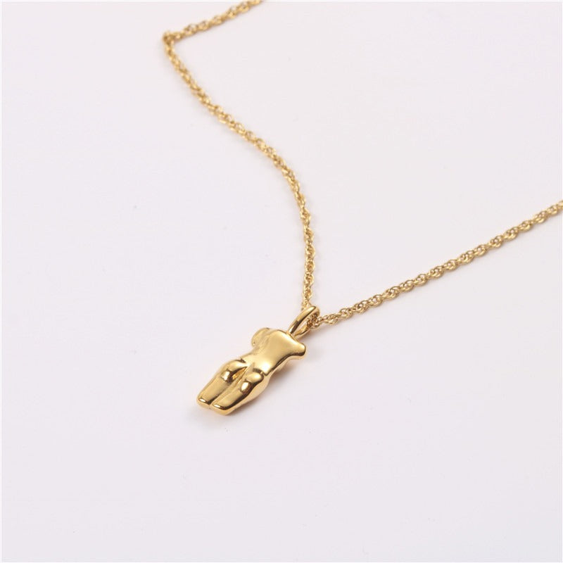 Simple abstract body gold-plated necklace